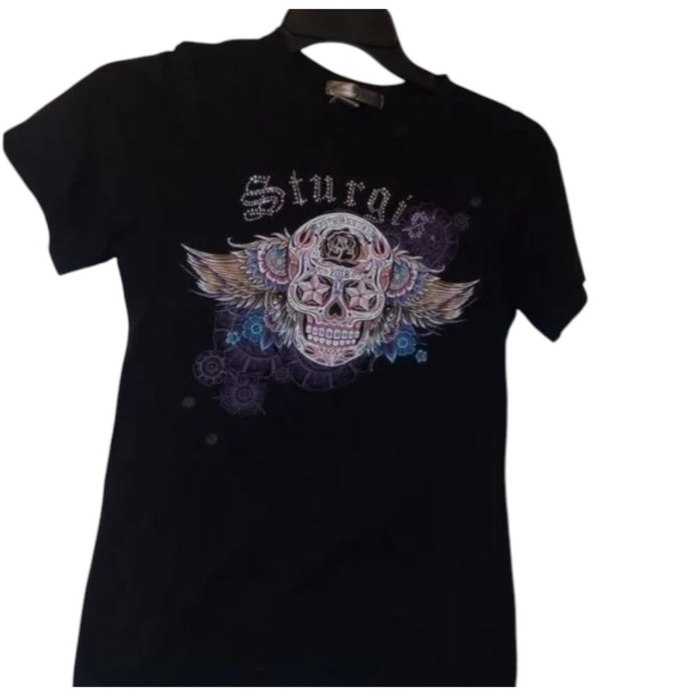 Hot Leathers Apparel Womens Size M Sturgis 2018 Black Motorcycle T-Shirt